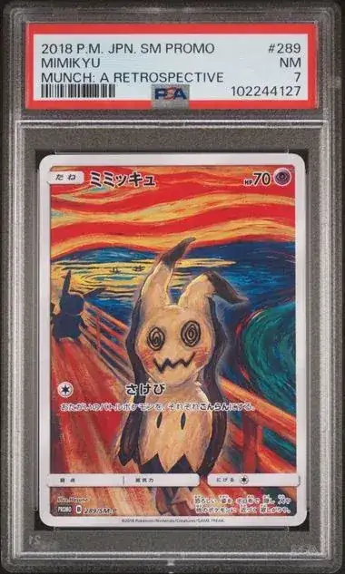 Mimikyu Munch promo graded PSA 7 before CardRevive restoration